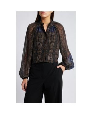 Kobi Halperin Sofiana Paisley Long Sleeve Top - Black