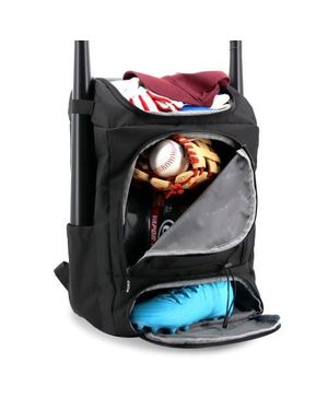 J World Athlete Multi Sports Backpack With Shoe Compartment Bat Holders And Night Visibility - Black
