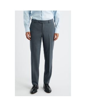 Berle Saxony Trim Fit Flat Front Thatch Weave Wool Blend Dress Pants - Gray
