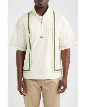 Malbon Playa Short Sleeve Half Zip Popover Windshirt - White