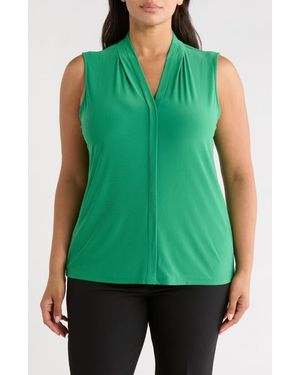 Kasper Pleat Front Sleeveless Top - Green