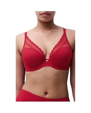 Chantelle Norah Chic Underwire Plunge Bra - Red