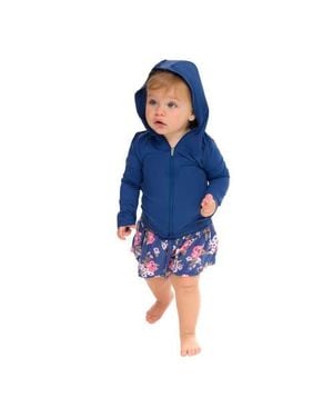 BloqUV Toddler's Long Sleeve Full Zip Hoodie Top With Sun And Uv Protection - Blue