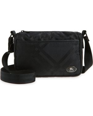 Burberry Small Equestrian Knight Check Crossbody Bag - Black