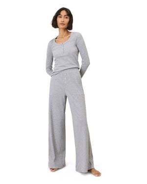 Pact Dream Rib Wide Leg Lounge Pant Made With Organic Cotton - Gray