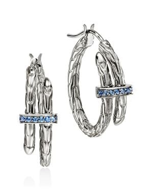 John Hardy Spear Hoop Earrings, Sterling, Sapphires - White