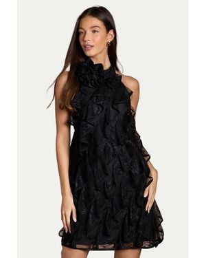 Coast Lace Frill Mini Dress - Black