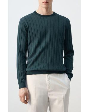 Mango Rib Crewneck Sweater - Blue