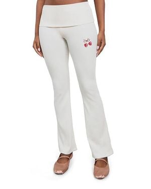 Florence By Mills Cherry High Waist Foldover Rib Pants - White