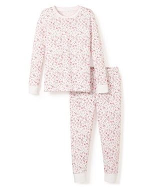 Petite Plume Dorset Floral Fitted Pajamas - White
