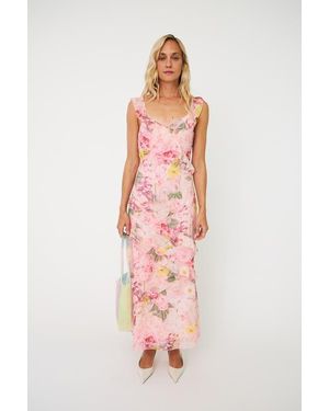 Crās Levine Floral Ruffle Maxi Dress - Pink