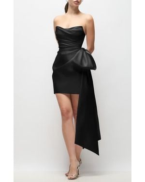 The Dessy Group Paige Bow Detail Strapless Satin Cocktail Minidress - Black