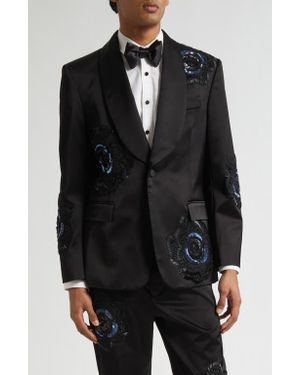 Bode Poppy Shawl Collar Wool Suit Jacket - Black