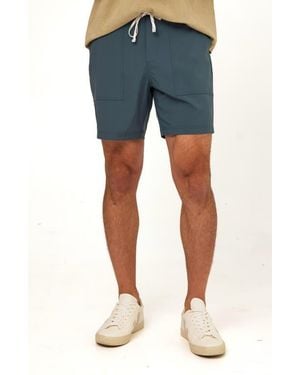 Threads For Thought Essential Flat Front Stretch Drawstring Shorts - Blue