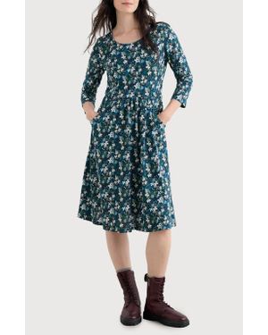 Seasalt Cornwall Enor Print Organic Cotton Fit & Flare Dress - Blue
