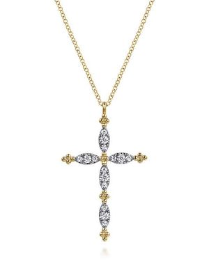 Gabriel & Co. Bujukan Diamond Cross Pendant Necklace - Metallic