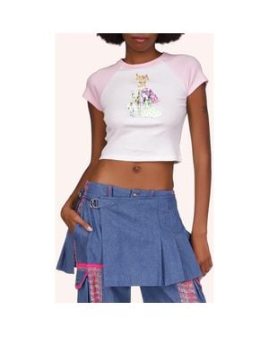 Anna Sui Micro Ribbed Raglan Baby Tee - Blue