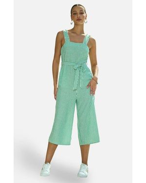 Yumi' Stripe Strappy Jumpsuit - Green