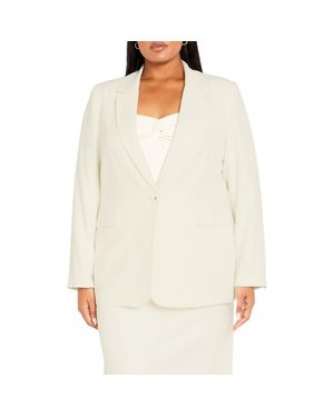 City Chic Clea One-Button Blazer - White