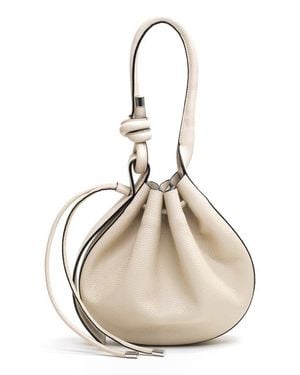 BEHNO Medium Ina Pebble Leather Shoulder Bag - Natural