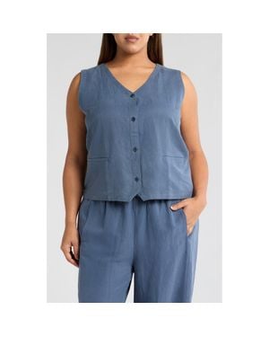 Eileen Fisher Linen & Silk Vest - Blue