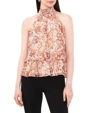 Chaus Paisley Print Smocked Halter Neck Blouse - Pink