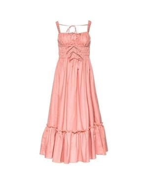 Vasiliki Amara Ruched Midi Linen Dress - Pink