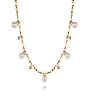 Gabriel & Co. Bujukan Freshwater Pearl Charm Beaded Necklace - Metallic