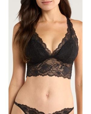 Hunkemöller Stormi Lace Trim Racerback Bralette - Black