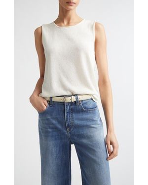 Eleventy Sequin Embellished Silk & Cotton Sweater Vest - White