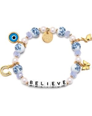 Little Words Project Believe Beaded Stretch Bracelet - Blue