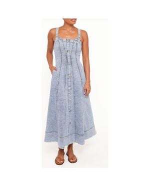 Petal & Pup Katie Button Front Maxi Dress - Blue