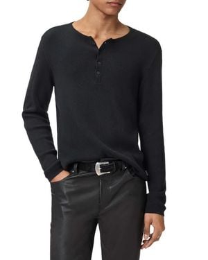 John Varvatos Javis Organic Cotton & Cashmere Rib Henley - Black