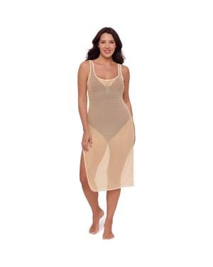 S3 Front Slit Crochet Coverup Dress - Natural