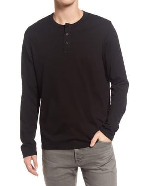 AG Jeans Bryce Long Sleeve Henley Shirt - Black