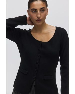 H&M Scoop-Neck Rib-Knit Cardigan - Black