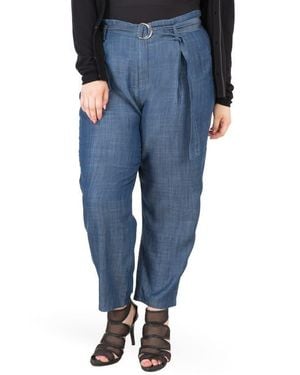 Standards & Practices Marina Belted Paperbag Waist Pants - Blue