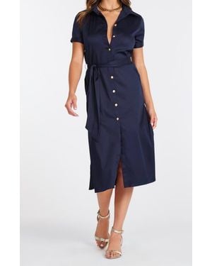 Bishop + Young Lauren Button Front Shirt Dress - Blue