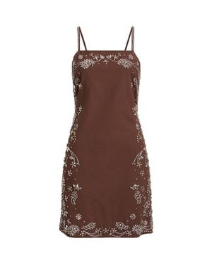 Tahari The Willow Beaded Minidress - Brown