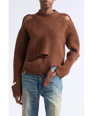 Haikure Ozie Destroyed Rib Merino Wool Sweater (Nordstrom Exclusive) - Brown