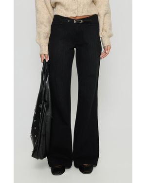 Princess Polly Slow Ride Belted Bootcut Jeans - Black