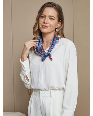 SILKSILKY 100% Mulberry Silk Scarf - White