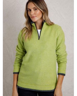 Weird Fish Beye 1/Zip Grid Fleece - Green
