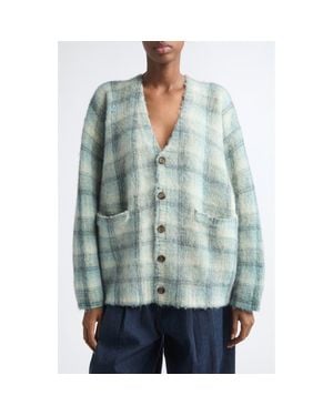 R13 Plaid Oversize Cardigan - Green