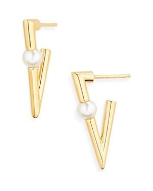 Mikimoto Akoya Pearl Triangular Earrings - White