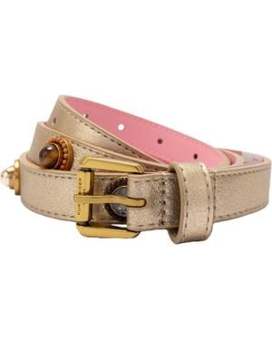 Kurt Geiger Octavia Embellished Metallic Leather Belt - Pink