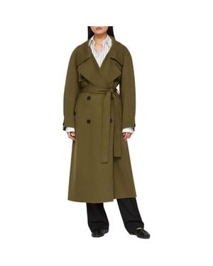 Lafayette 148 New York Oversize Belted Double Face Cashmere Trench Coat - Green