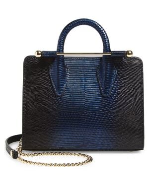 Strathberry Nano Lizard Embossed Leather Tote - Blue