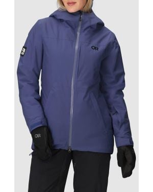 Outdoor Research Snowcrew Waterproof Hooded Ski Jacket - Blue