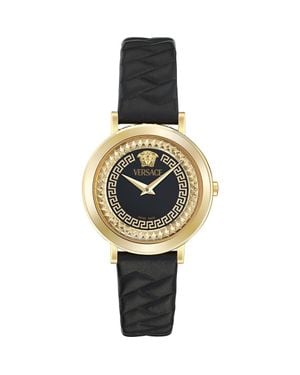 Versace Delphinus Leather Strap Watch, 35Mm - Metallic